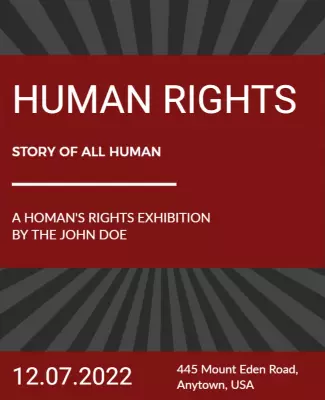 Striking Red Human Rights Exhibition Awareness Poster Template