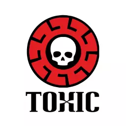 Striking Red Skull Design Emphasizing Toxic Elements Logo Template