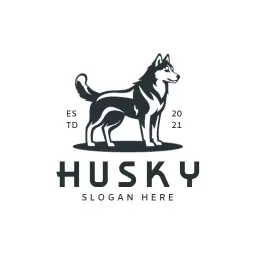 Strong Black and White Husky Design for Pet Lovers Logo Template