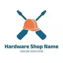 Strong Blue and Orange Tools Representing Hardware Shop Logo Template