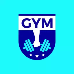 Strong Blue and White Gym Badge Highlighting Fitness Logo Template