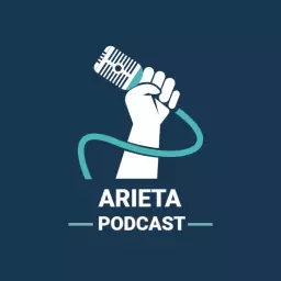 Strong Blue and White Microphone Design for Podcast Logo Template