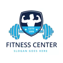 Strong Blue Fitness Center Emphasizing Strength and Community Logo Template