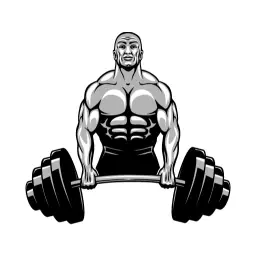 Strong Bodybuilder Character Lifting Weights with Determination Logo Template