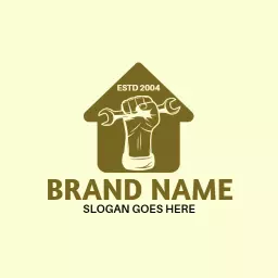 Strong Gold Hand with Tool Symbolizes Construction Services Logo Template