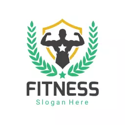Strong Green and Gold Shield Design Representing Fitness Logo Template