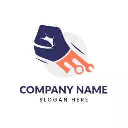 Strong Hand Holding Tools for Professional Workshop Logo Template