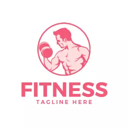 Strong Pink Fitness Logo Featuring Weightlifting Champion Logo Template