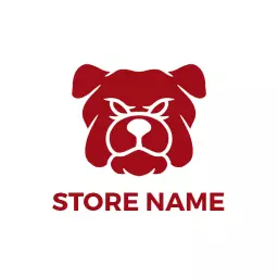 Strong Red Pitbull Head Design for Pet Store Logo Template