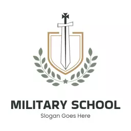Strong Sword Design with Emblem for Military School Logo Template