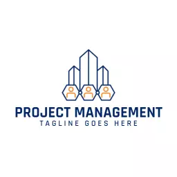 Structured Blue and Orange Design for Project Management Logo Template