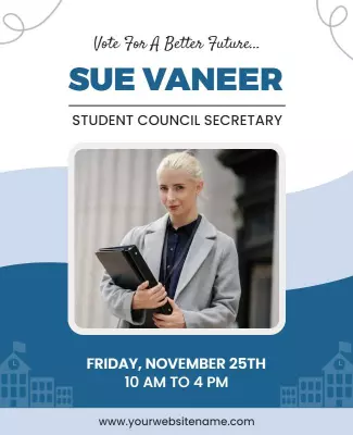 Professional Blue Student Council Election Campaign Flyer Template