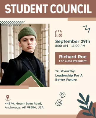 Modern Brown Student Council Election Event Flyer Template