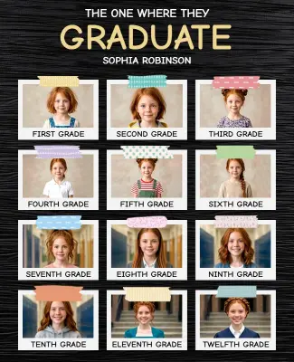 Student Graduation Photo Collage Yearbook Poster Template