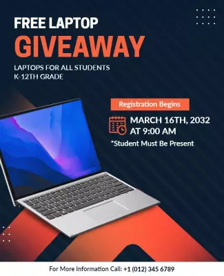 Student Laptop Giveaway Event Flyer Template