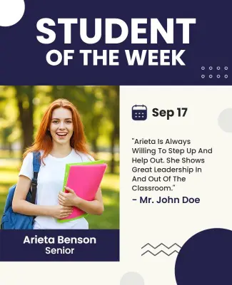 Student of the Week Recognition Flyer Template