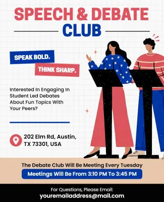 Student Speech and Debate Club Meeting Flyer Template