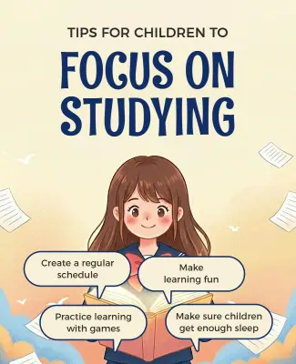 Study Focus Tips for Children Poster Template