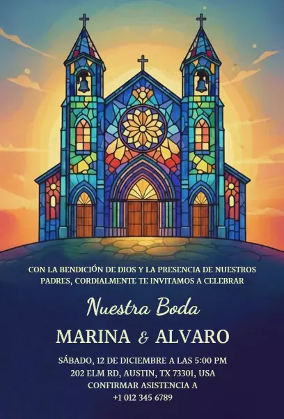 Stunning Church Wedding Ceremony Celebration Invitation Template