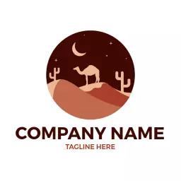 Stunning Desert Landscape with Camel Against the Moon Logo Template