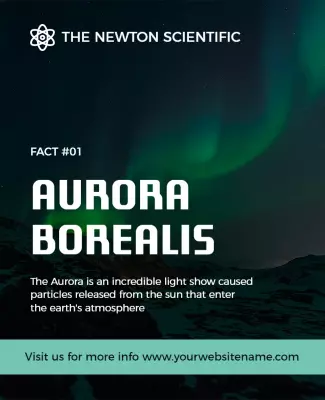 Stunning Green Aurora Borealis Scientific Fact Poster Template