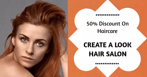 Stunning Hair Transformation with 50% Off in Salon Banner Template