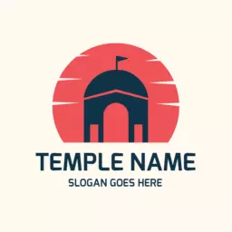 Stunning Silhouette of a Temple Against a Rising Sun Logo Template