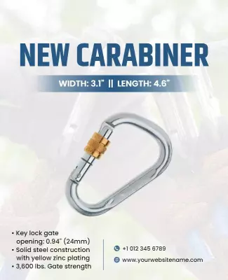 Sturdy Steel Carabiner with Key Lock Design Poster Template