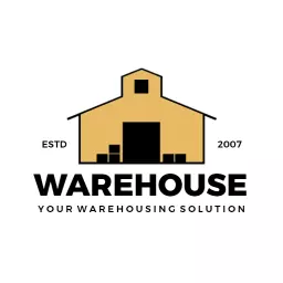 Sturdy Yellow Warehouse Building Representing Storage Solutions Logo Template
