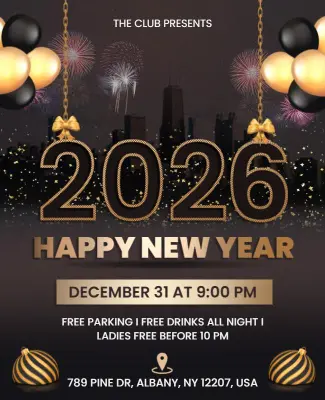 Stylish 2026 New Year Celebration Flyer Template