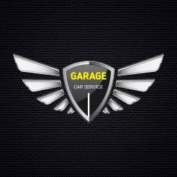 Stylish 3D Shield Design Representing Garage Service Logo Template