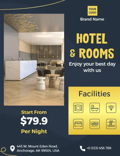 Stylish Accommodation Options and Amenities Hotel Menu Template