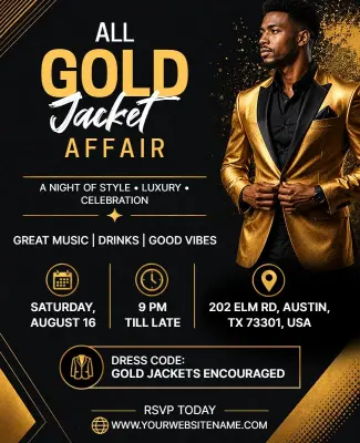 Stylish All Gold Jacket Affair Party Flyer Template