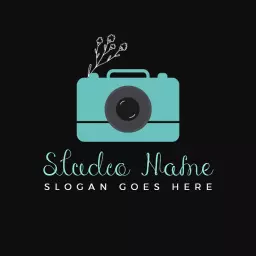 Stylish Aqua Camera Design for Creative Photography Logo Template