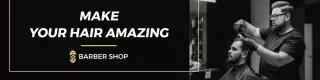 Stylish Barber Services with Black and Gold Theme LinkedIn Banner Template