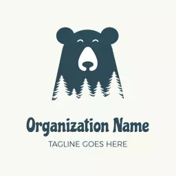 Stylish Bear Illustration with Forest Element for Animal Logo Template
