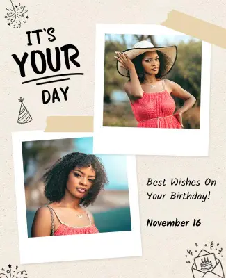Stylish Birthday Wishes Photo Layout Poster Template
