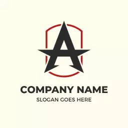 Stylish Black A Letter in a Star Design Logo Template