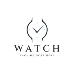 Stylish Black and Blue Clock Design for Premium Watch Logo Template