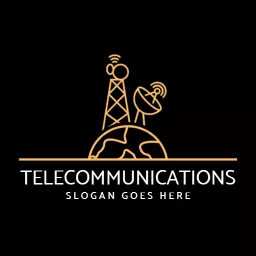 Stylish Black and Gold Global Telecommunications Network Logo Template