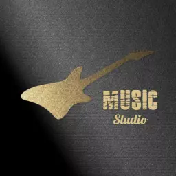 Stylish Black and Gold Music Studio Mockup Logo Template