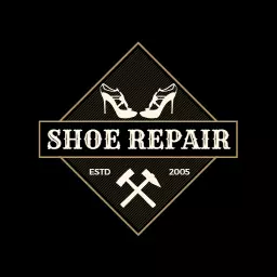 Stylish Black and Gold Shoe Repair Services Logo Template