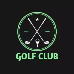 Stylish Black and Green Golf Club with Crossed Clubs Logo Template