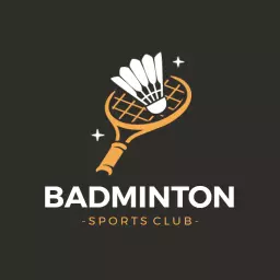 Stylish Black and Orange Badminton Sports Club Logo Template