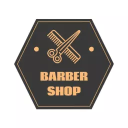 Stylish Black and Orange Barber Shop Logo Featuring Scissors Template