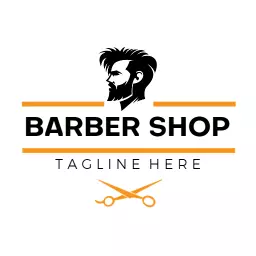 Stylish Black and Orange Barber Shop Logo for Modern Grooming Template