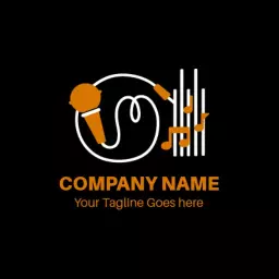 Stylish Black and Orange Music Production Luxury Logo Template