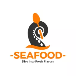 Stylish Black and Orange Seafood Design for Flavor Lovers Logo Template