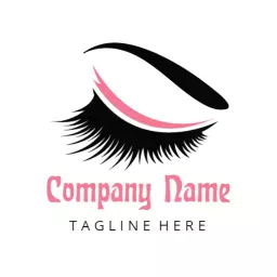 Stylish Black and Pink Eyelash Design for Beauty Logo Template
