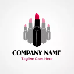 Stylish Black and Pink Lipstick Design for Makeup Logo Template